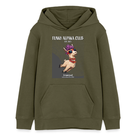 MNJS TEENS Bio-Hoodie mit FUNKY ALPAKA CLUB PRINT - Khaki