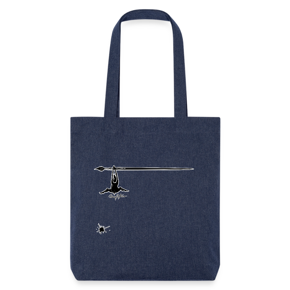 Recycelter Heavyweight Stoffbeutel mit TUSCHEMÄNNCHEN PRINT - melange Blue