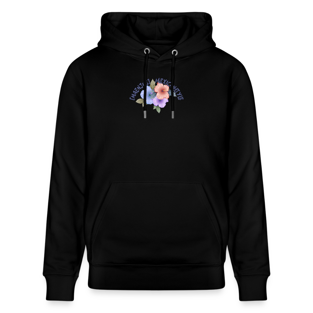 Unisex Hoodie mit MAENJUS MEXICANSTYLE PRINT Vorder- und Rückseite - Schwarz