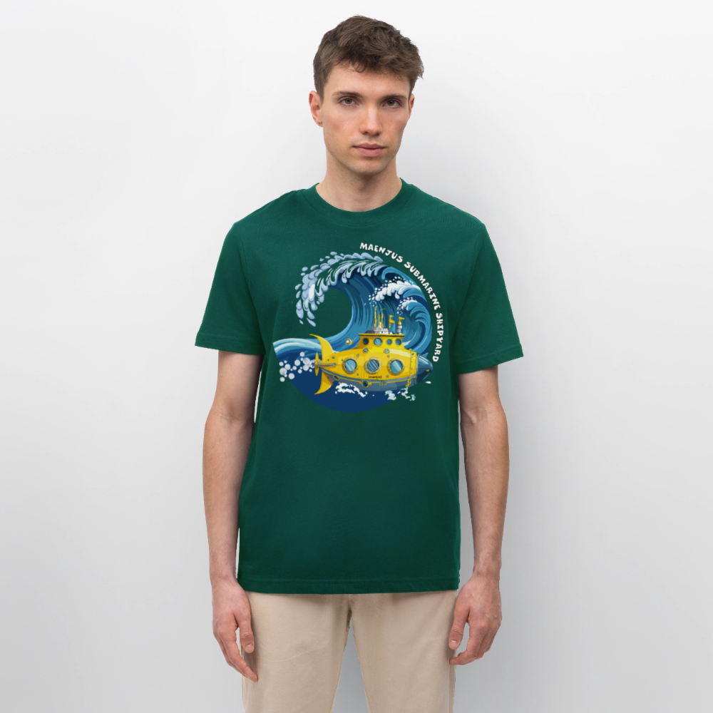 Unisex Bio-T-Shirt mit MAENJUS SUBMARINE SHIPYARD PRINT Vorderseite - Forest