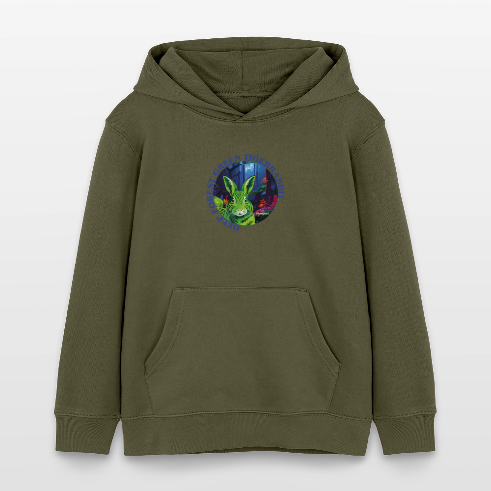 MNJS KIDS Bio-Hoodie mit DEEP FOREST GREEN TIGERRABBIT PRINT - Khaki