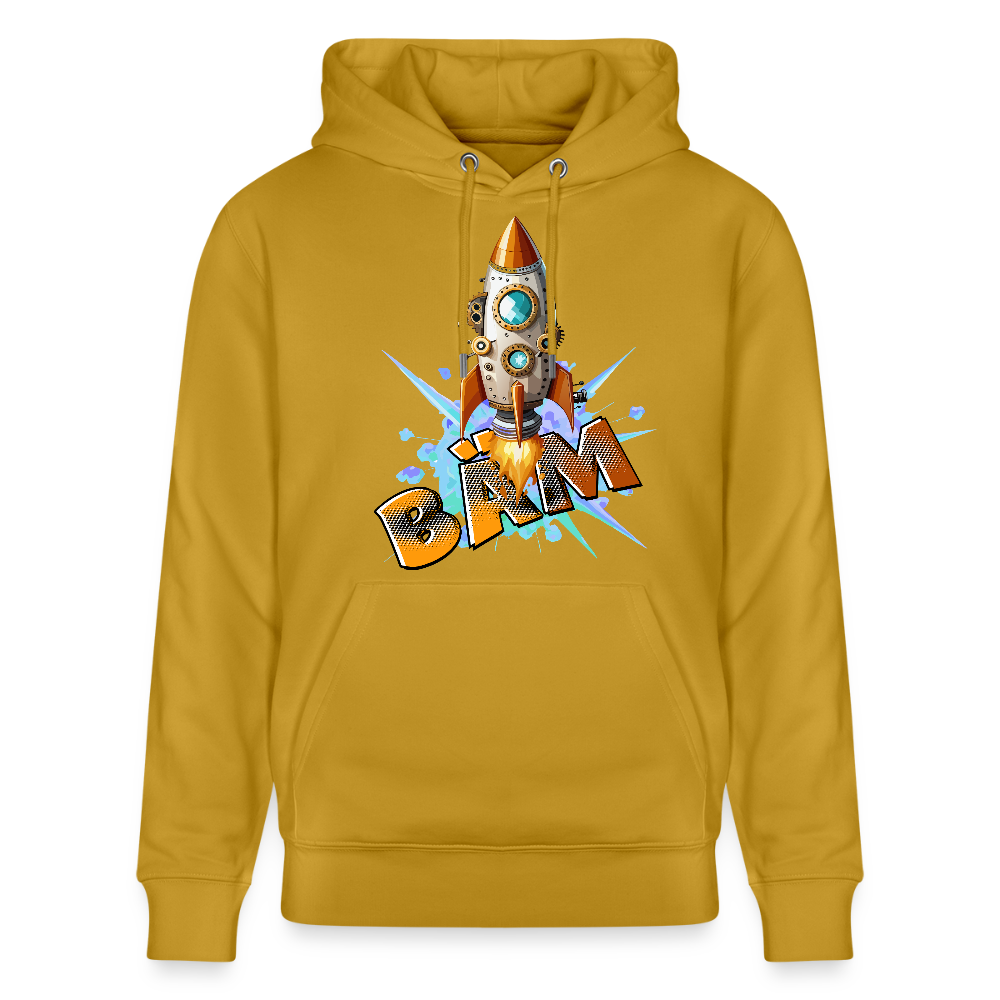 Unisex Hoodie mit RAKETE PRINT - Ocker