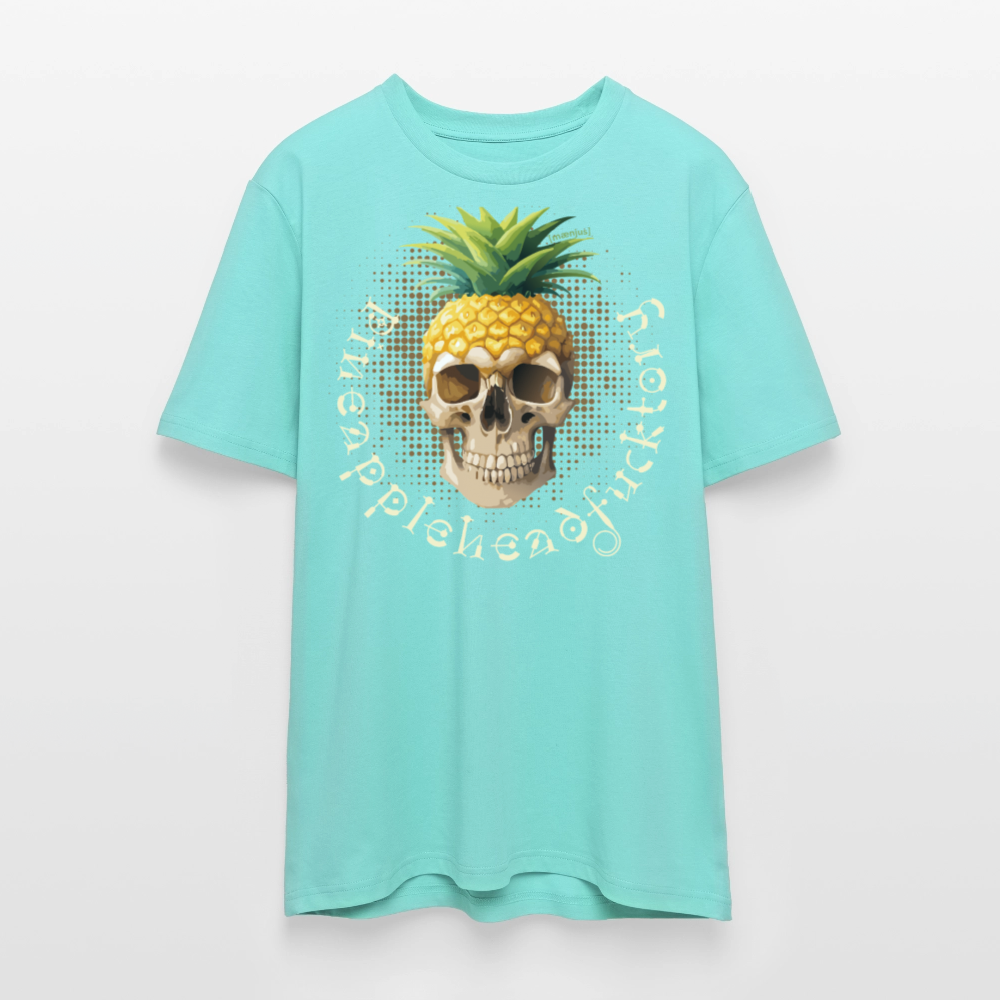 Unisex Bio-T-Shirt mit PINEAPPLE SKULL PRINT Vorderseite - Poolblau