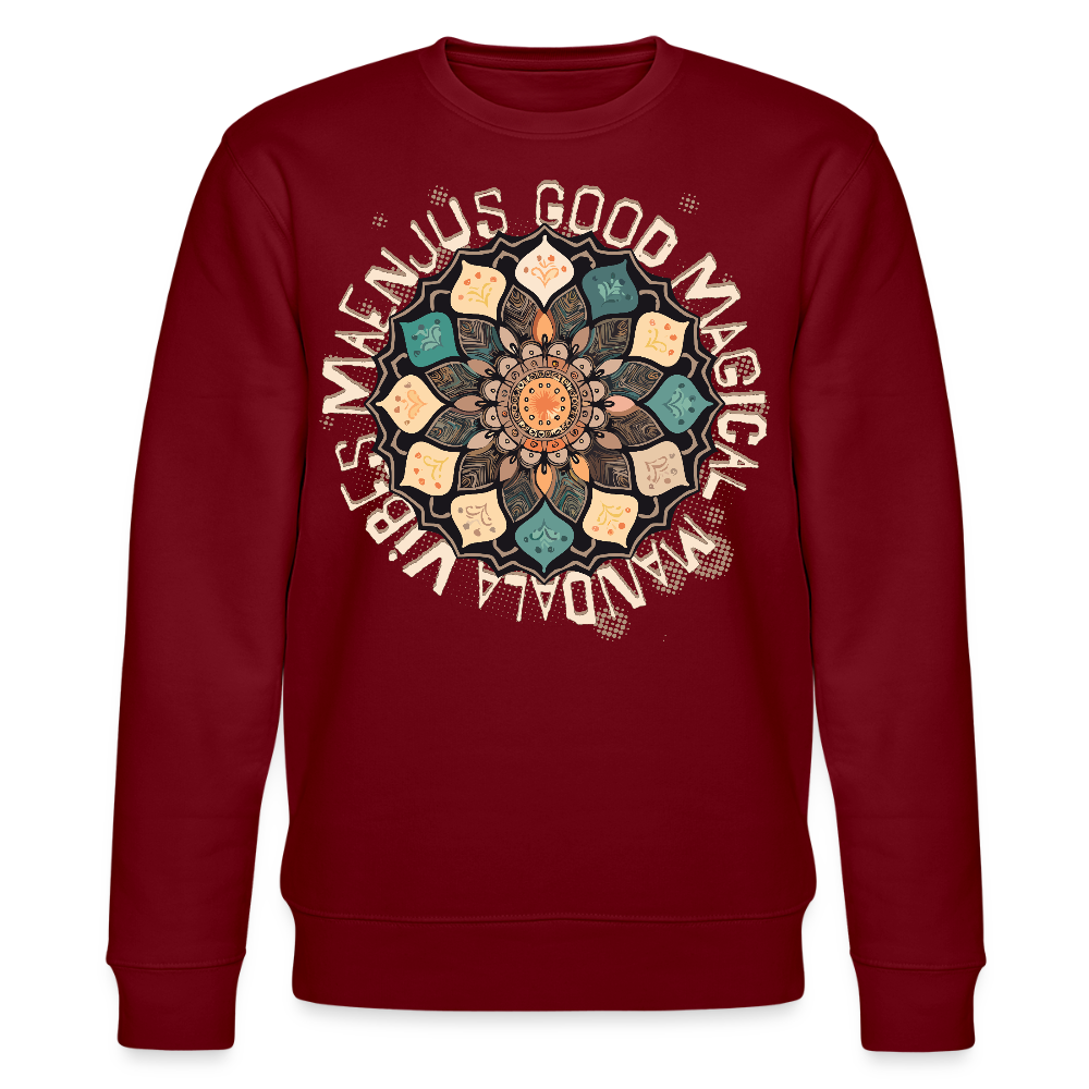 Unisex Bio-Sweatshirt mit MANDALA VIBES PRINT - Burgunderrot