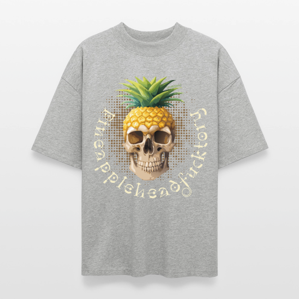 Oversized Unisex T-Shirt mit PINEAPPLE SKULL PRINT - Grau meliert