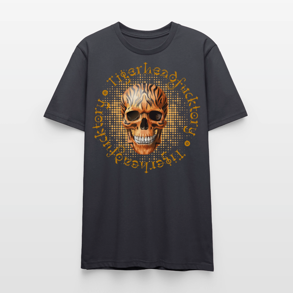 Unisex T-Shirt mit TIGERHEAD SKULL PRINT Vorderseite - Dunkles Graublau