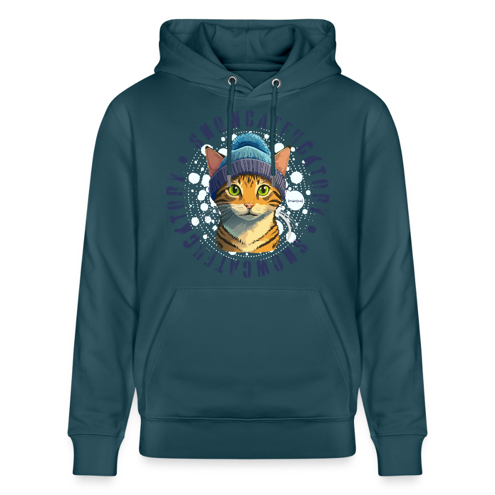 SUnisex Bio-Hoodie mit SNOWCATFUCKTORYPRINT - Dunkles Petrol