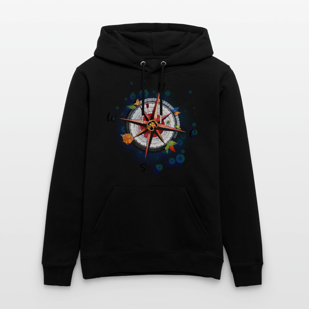 Unisex Hoodie mit WINDROSE PRINT - Schwarz