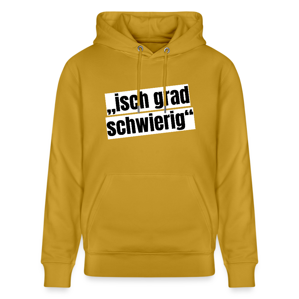 Unisex Hoodie mit ISCH GRAD SCHWIERIG PRINT - Ocker