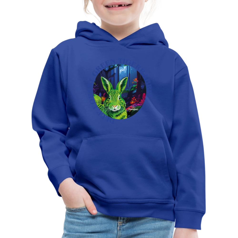 MNJS KIDS Premium Hoodie mit DEEP FOREST GREEN TIGERRABBIT PRINT - Royalblau