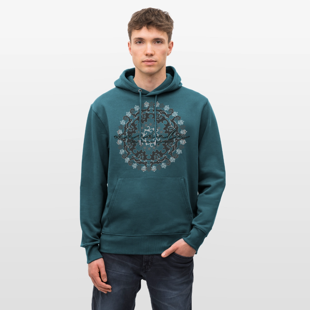 Unisex Bio-Hoodie mit BLACK MANDALA PRINT - Dunkles Petrol