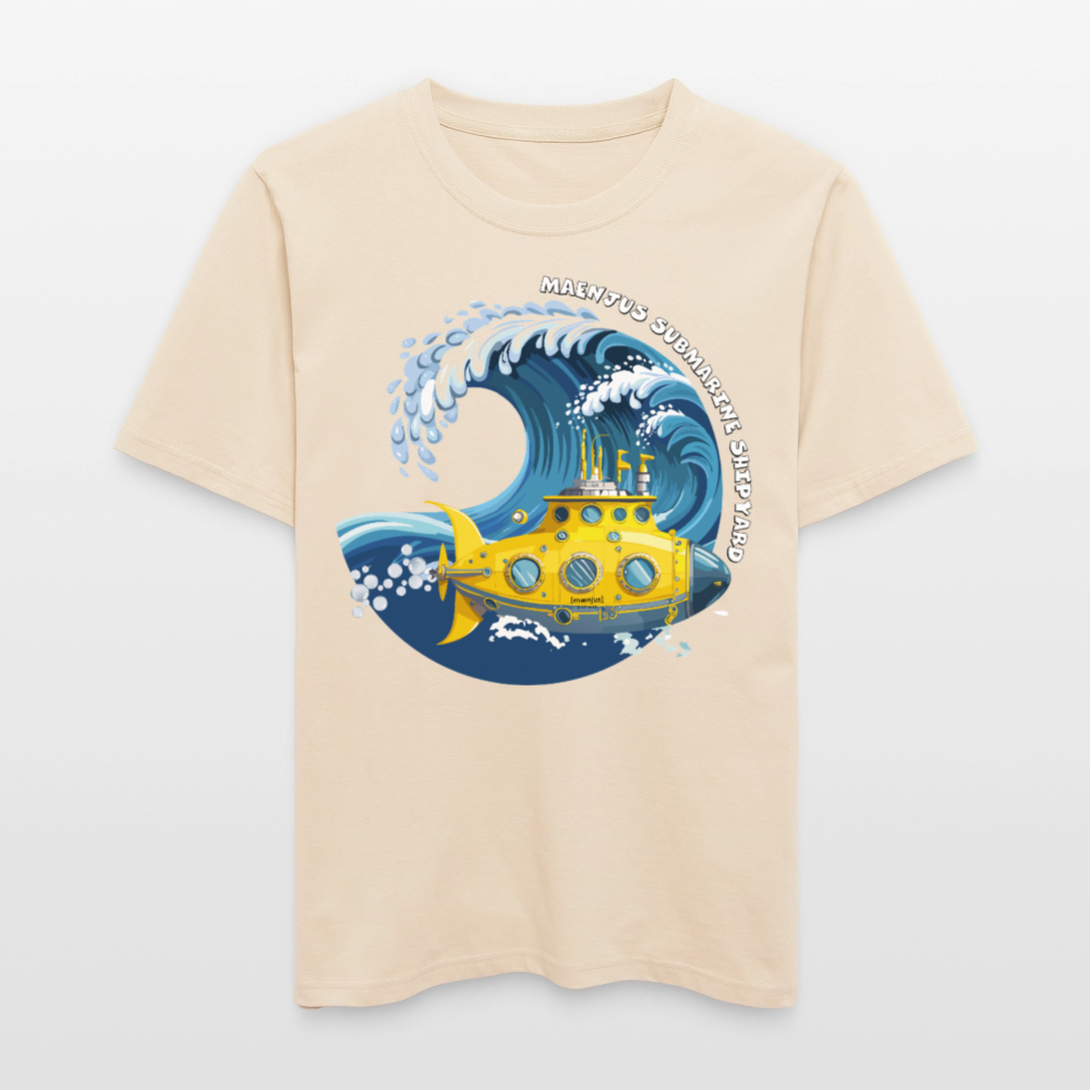 Unisex Bio-T-Shirt mit MAENJUS SUBMARINE SHIPYARD PRINT Vorderseite - Weißgrau