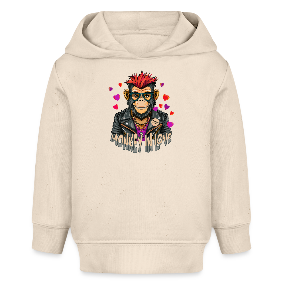 MNJS KIDS Bio Hoodie mit MONKEY IN LOVE PRINT - Weißgrau