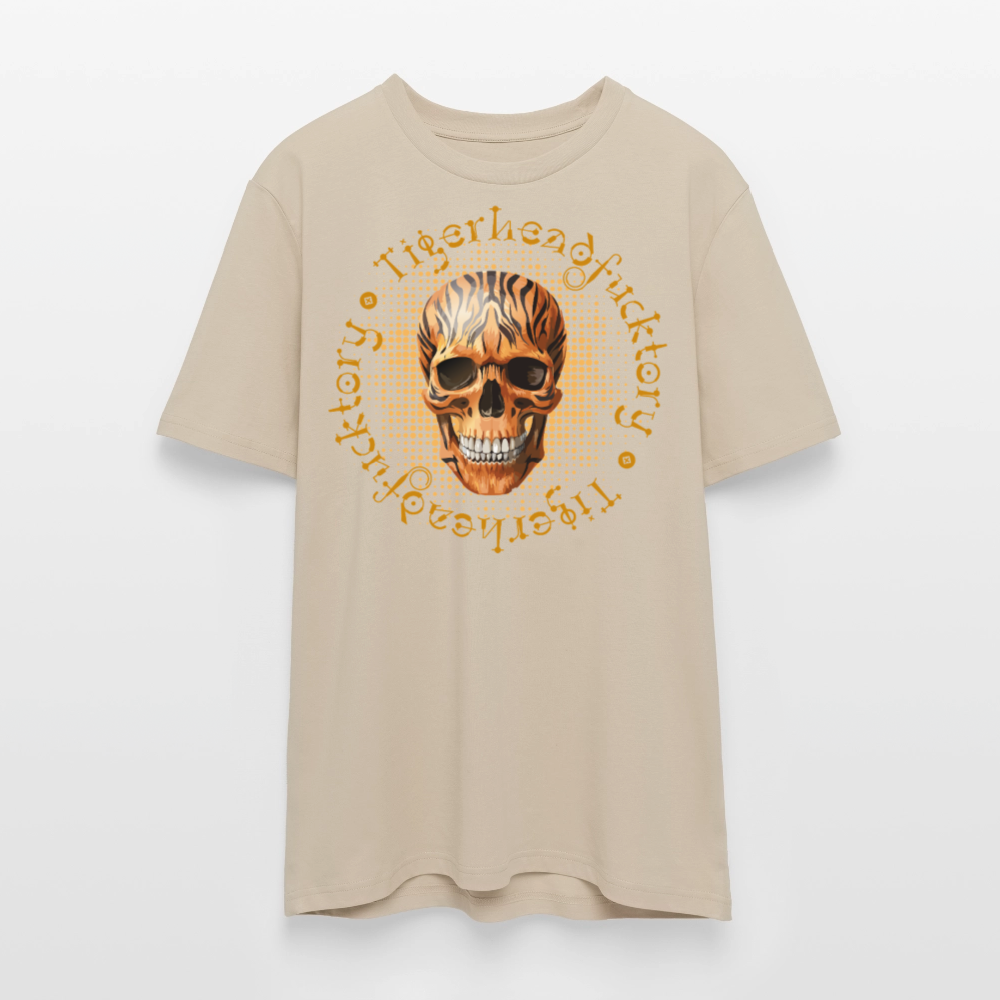 Unisex Bio-T-Shirt mit TIGERHEAD SKULL PRINT Vorderseite - Beige