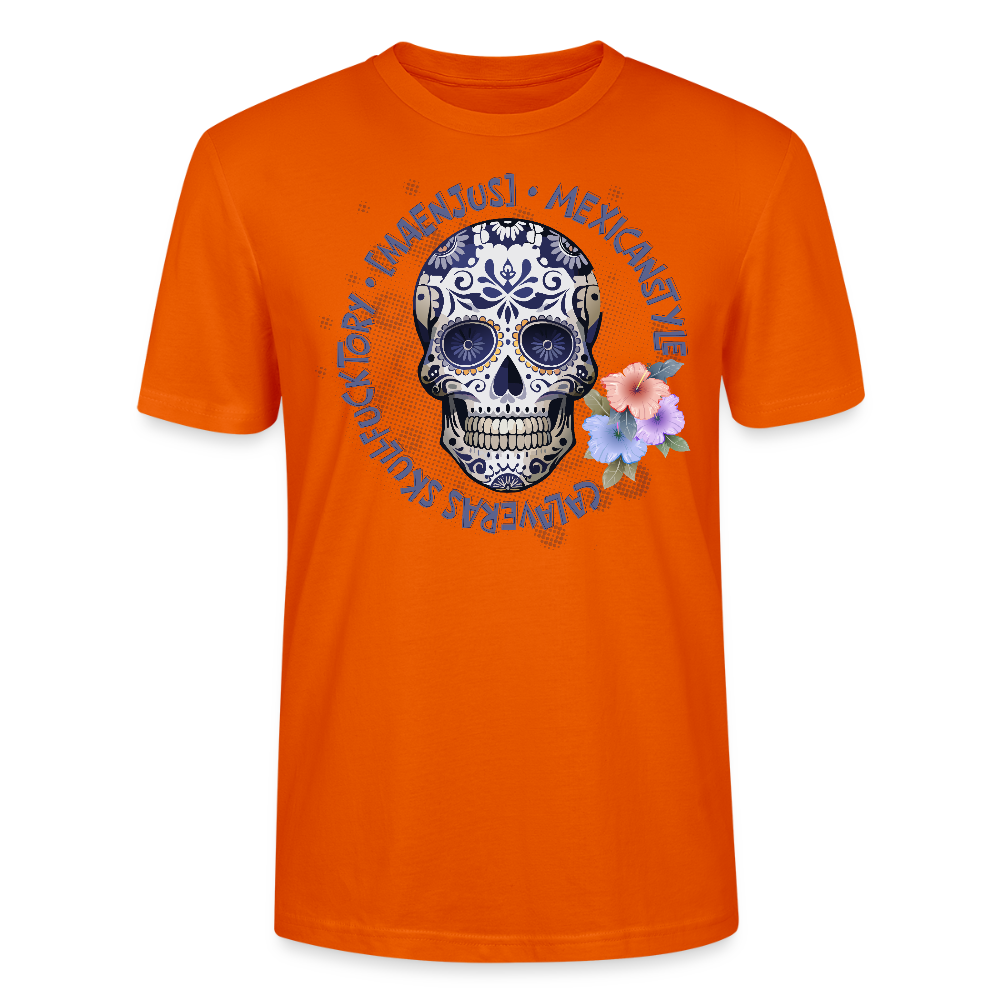 Unisex T-Shirt mit MAENJUS MEXICANSTYLE PRINT Vorderseite - Tieforange