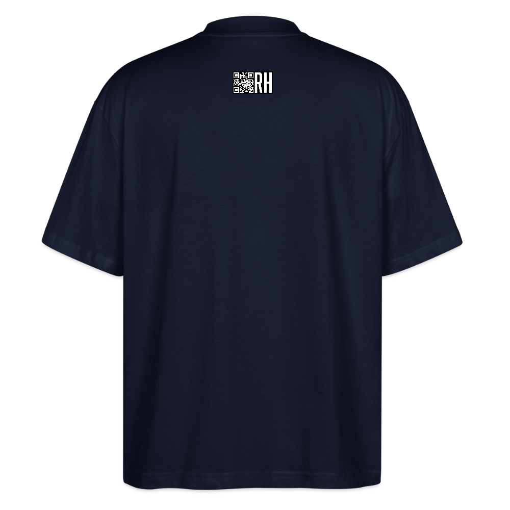 Oversized Unisex Bio T-Shirt mit BÄM PRINT Vorderseite - Navy