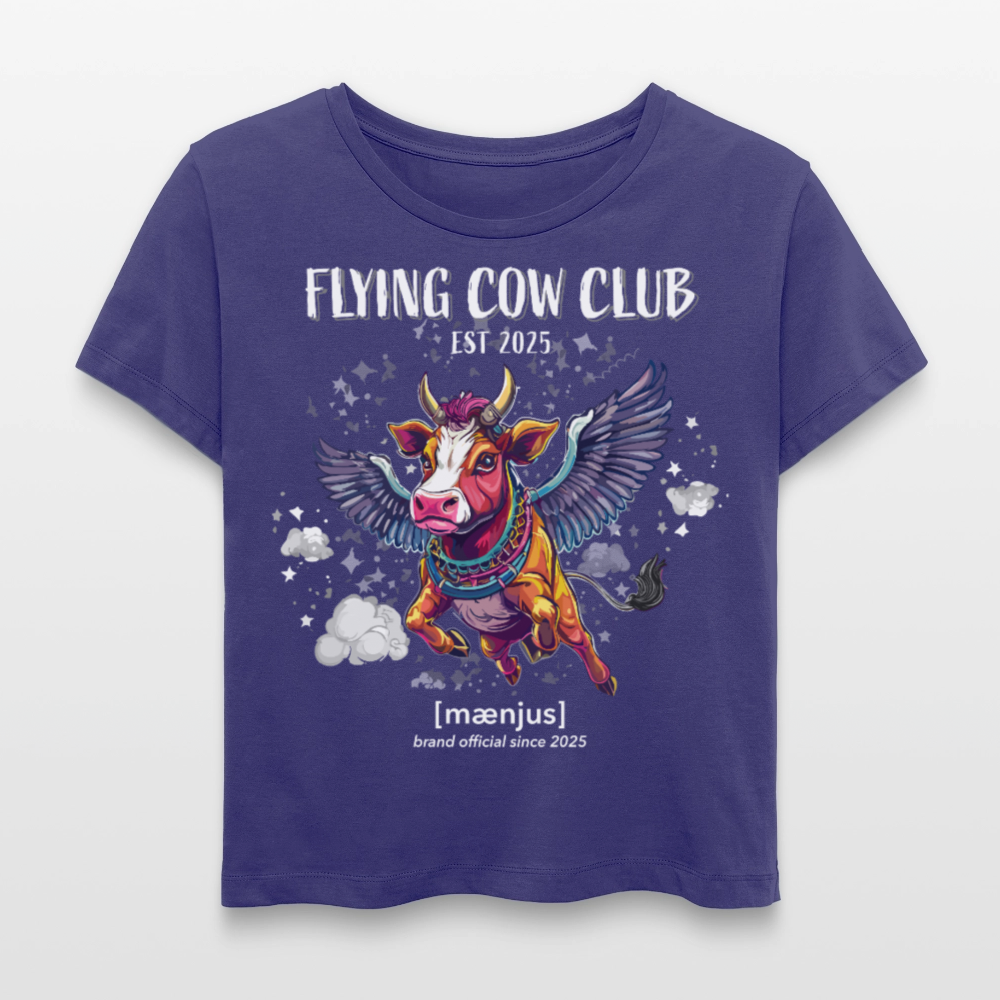 Relaxed Rundhals Frauen Bio-T-Shirt mit FLYING COW CLUB PRINT - Dämmerung