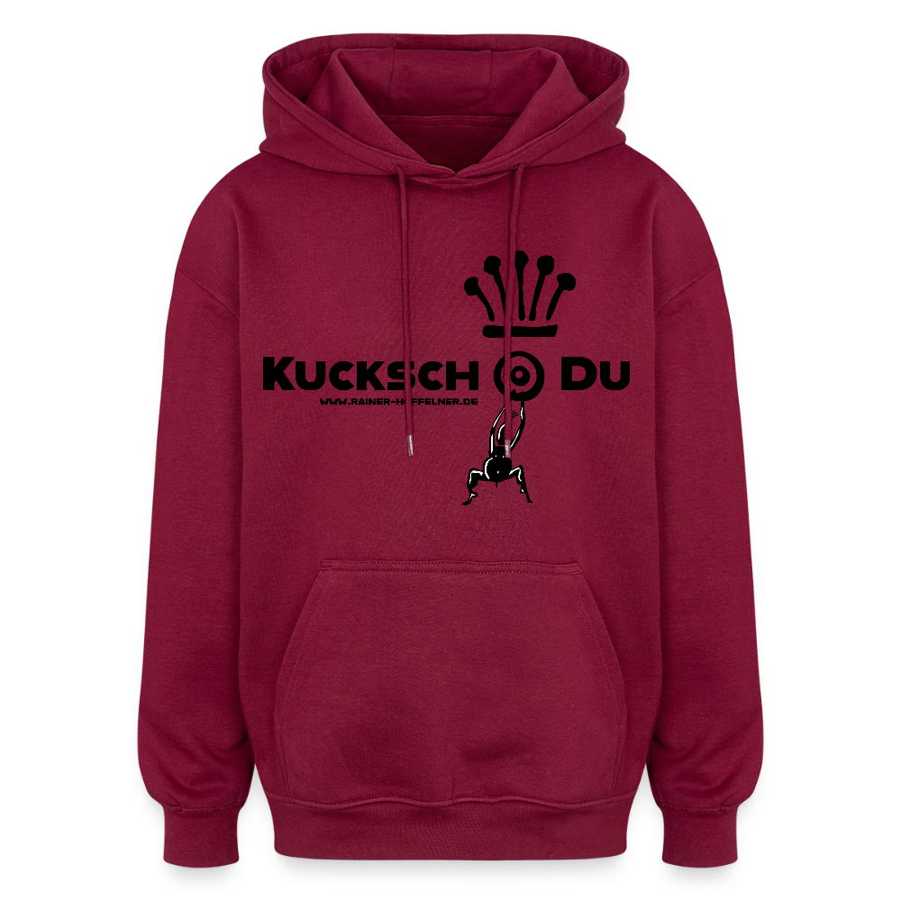 Oversized Unisex Hoodie mit KUCKSCH DU PRINT - Burgunderrot