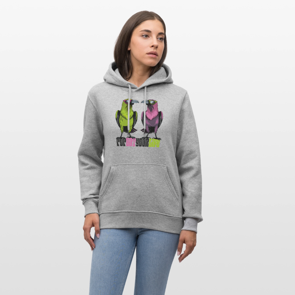 Unisex Hoodie mit POPART YOUR LIFE PRINT - Grau meliert