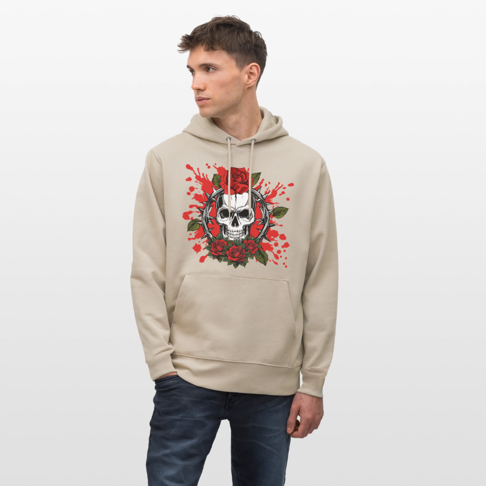 Unisex Hoodie mit ROSENSKULL PRINT - Beige