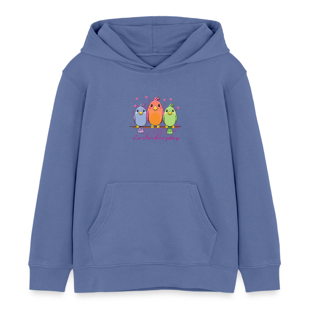MNJS KIDS Bio-Hoodie mit ZWITSCHERGÄNG PRINT - Blau