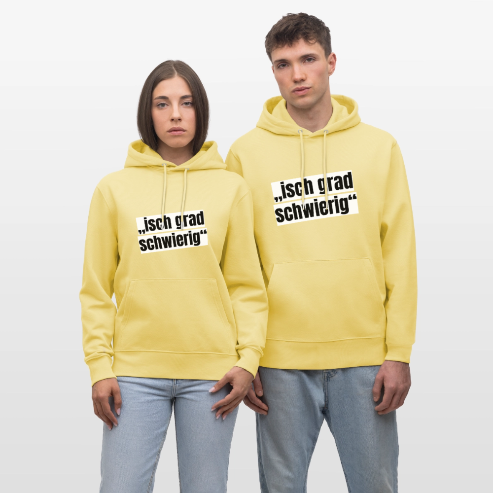 Unisex Hoodie mit ISCH GRAD SCHWIERIG PRINT - Gelb Viva