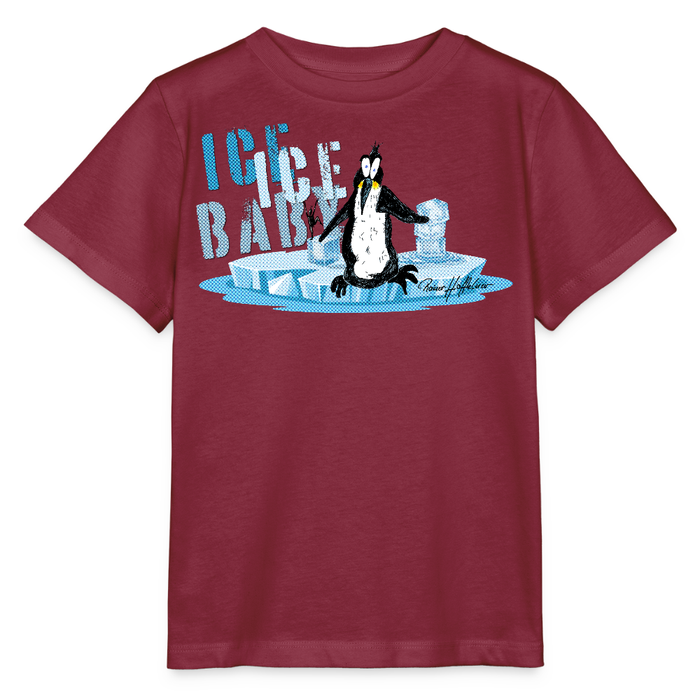 MNJS KIDS Bio T-Shirt mit ICE ICE BABY PRINT - Burgunderrot
