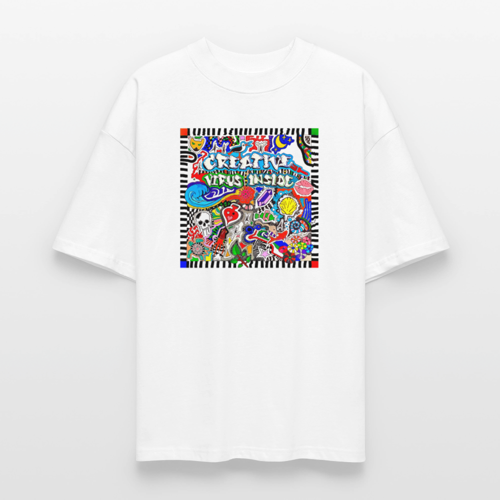 Oversized Unisex Bio T-Shirt mit CREATIVE VIRUS INSIDE PRINT Vorderseite - Weiß