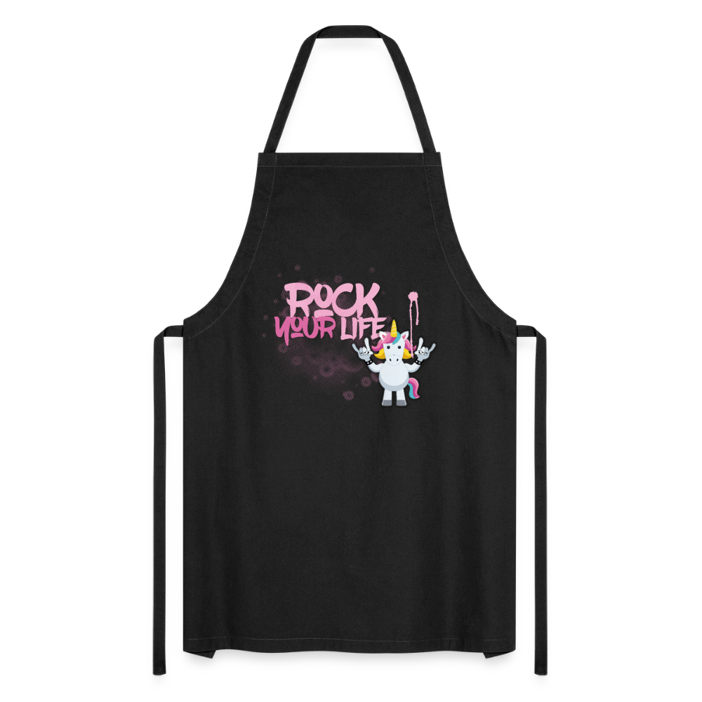 Kochschürze mit ROCK YOUR LIFE PRINT - Schwarz