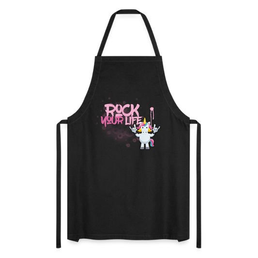 Kochschürze mit ROCK YOUR LIFE PRINT - Schwarz