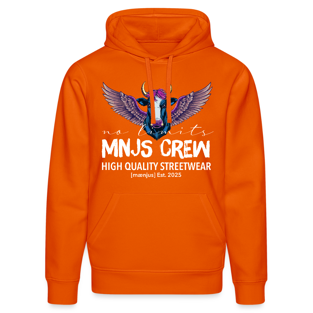 Unisex Bio-Hoodie mit MNJS CREW no limits PRINT - Tieforange