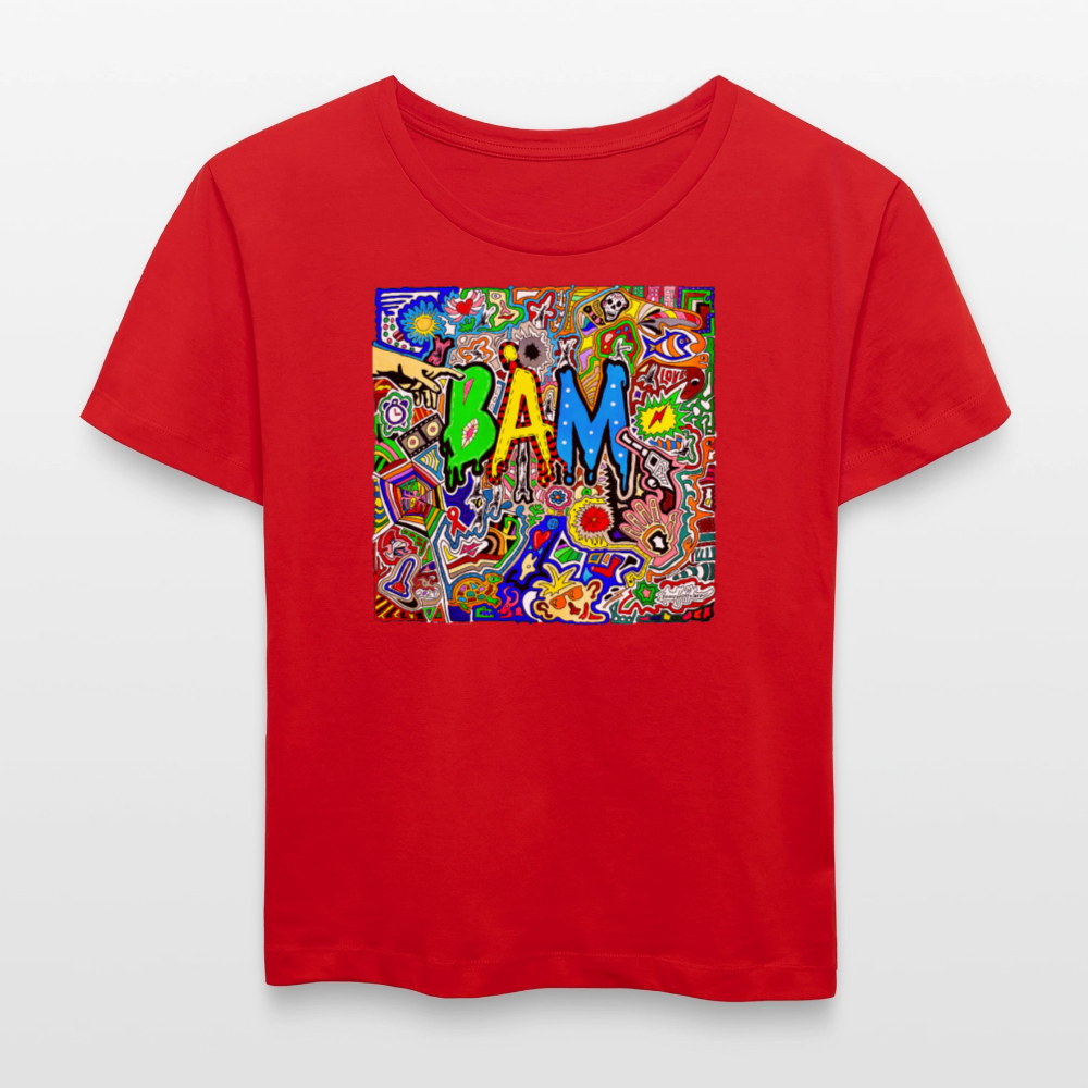 Relaxed Rundhals Frauen Bio-T-Shirt mit BÄM PRINT - Rot