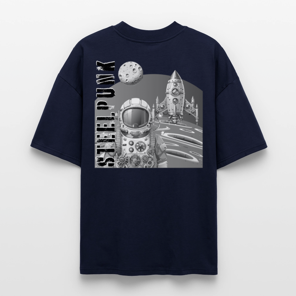 Oversized Unisex T-Shirt mit STEELPUNK PRINT Rückseite - Navy