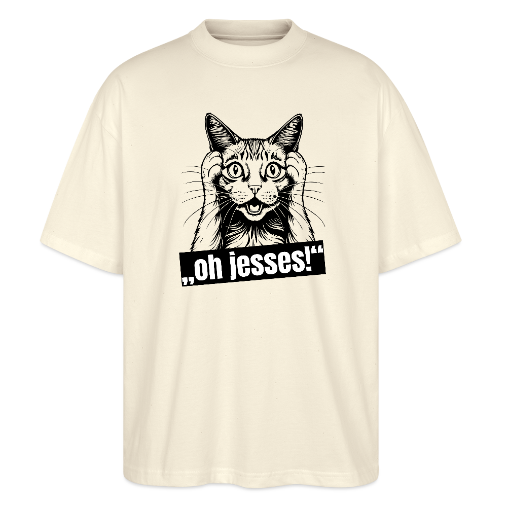Oversized Unisex T-Shirt mit OH JESSES PRINT - Weißgrau