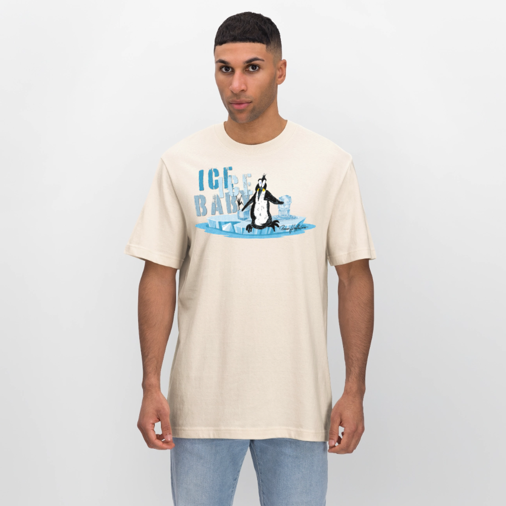 Unisex Bio-T-Shirt mit ICE ICE BABY PINGUIN PRINT - Naturweiß