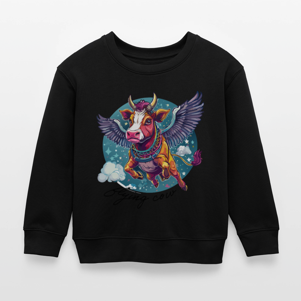MNJS KIDS Mini Changer Bio Sweatshirt mit FLYING COW PRINT - Schwarz