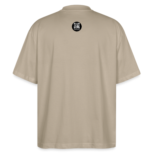 Oversized Unisex Bio T-Shirt mit SANTASKULL FUCKTORY PRINT - Steingrau