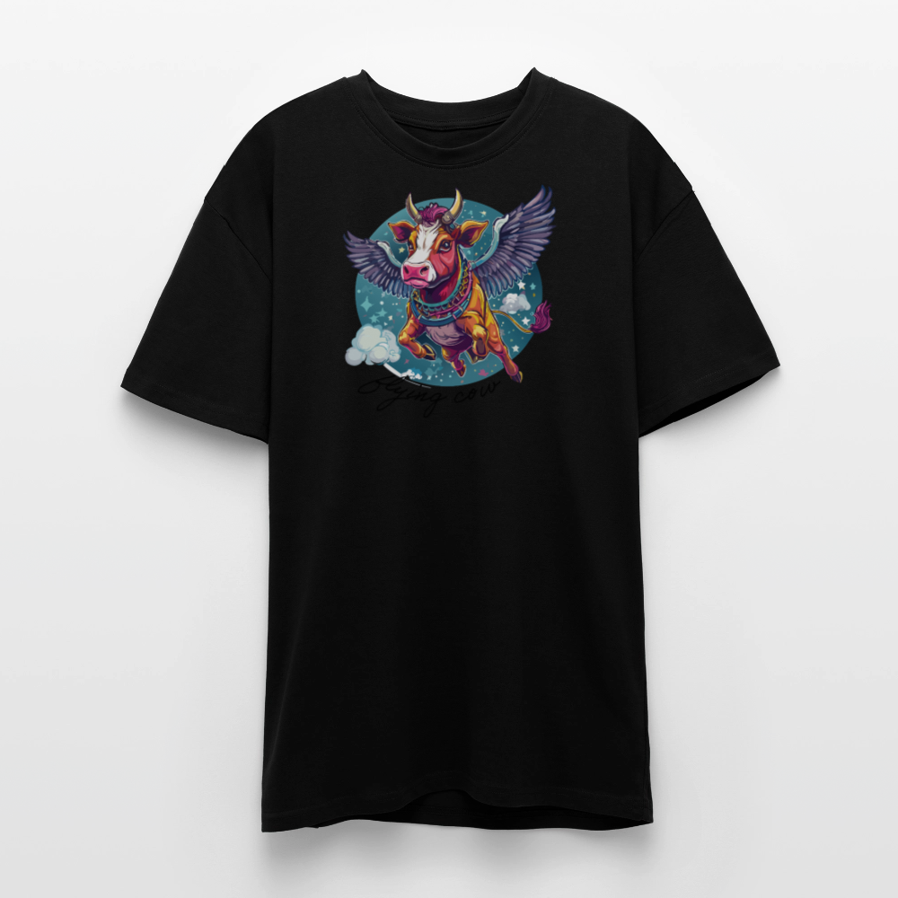 Heavy Oversize T-Shirt mit FLYING COW PRINT - Schwarz