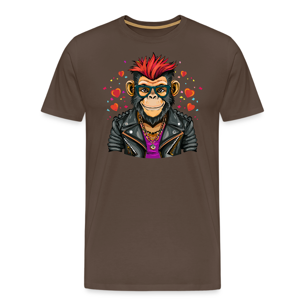 Männer Premium T-Shirt mit MONKEY IN LOVE PRINT - Edelbraun