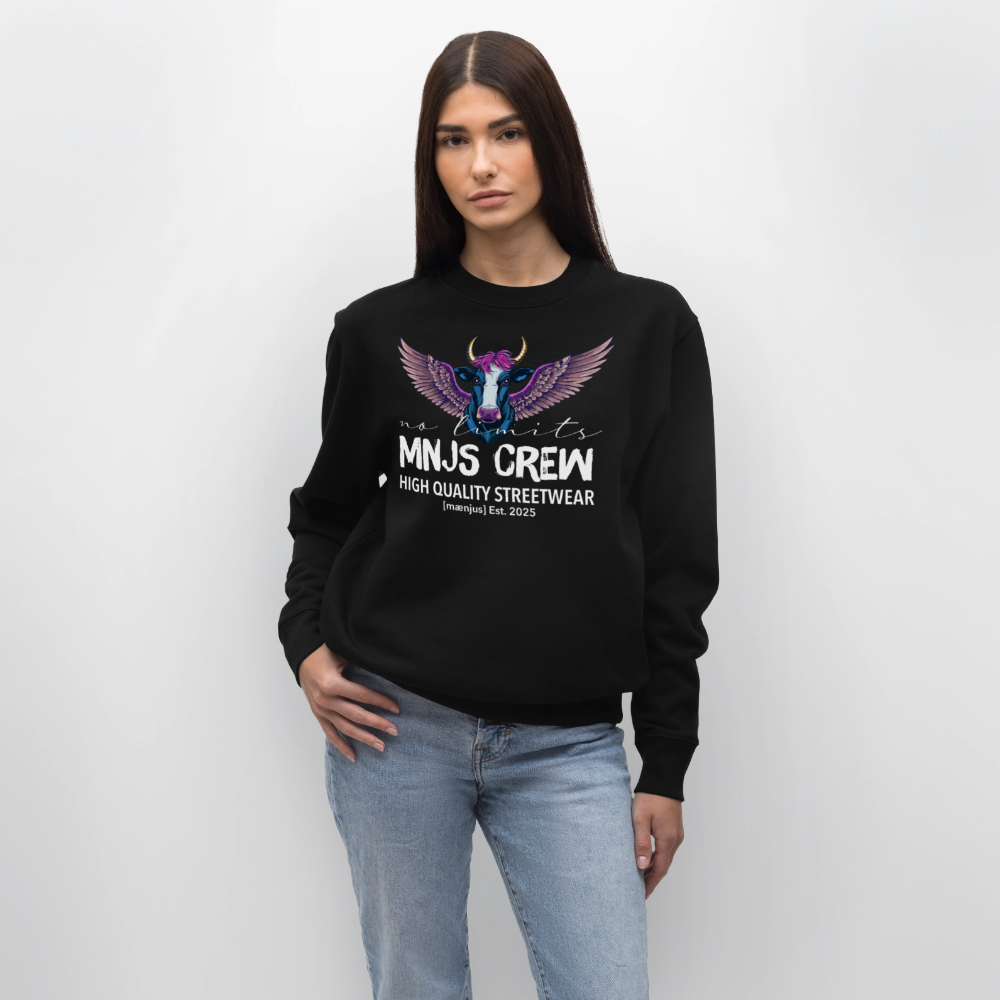 Unisex Bio-Sweatshirt mit MNJS CREW no limits PRINT - Schwarz