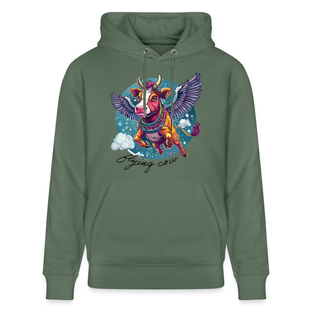 Unisex Hoodie mit FLYING COW PRINT - Tanngrün