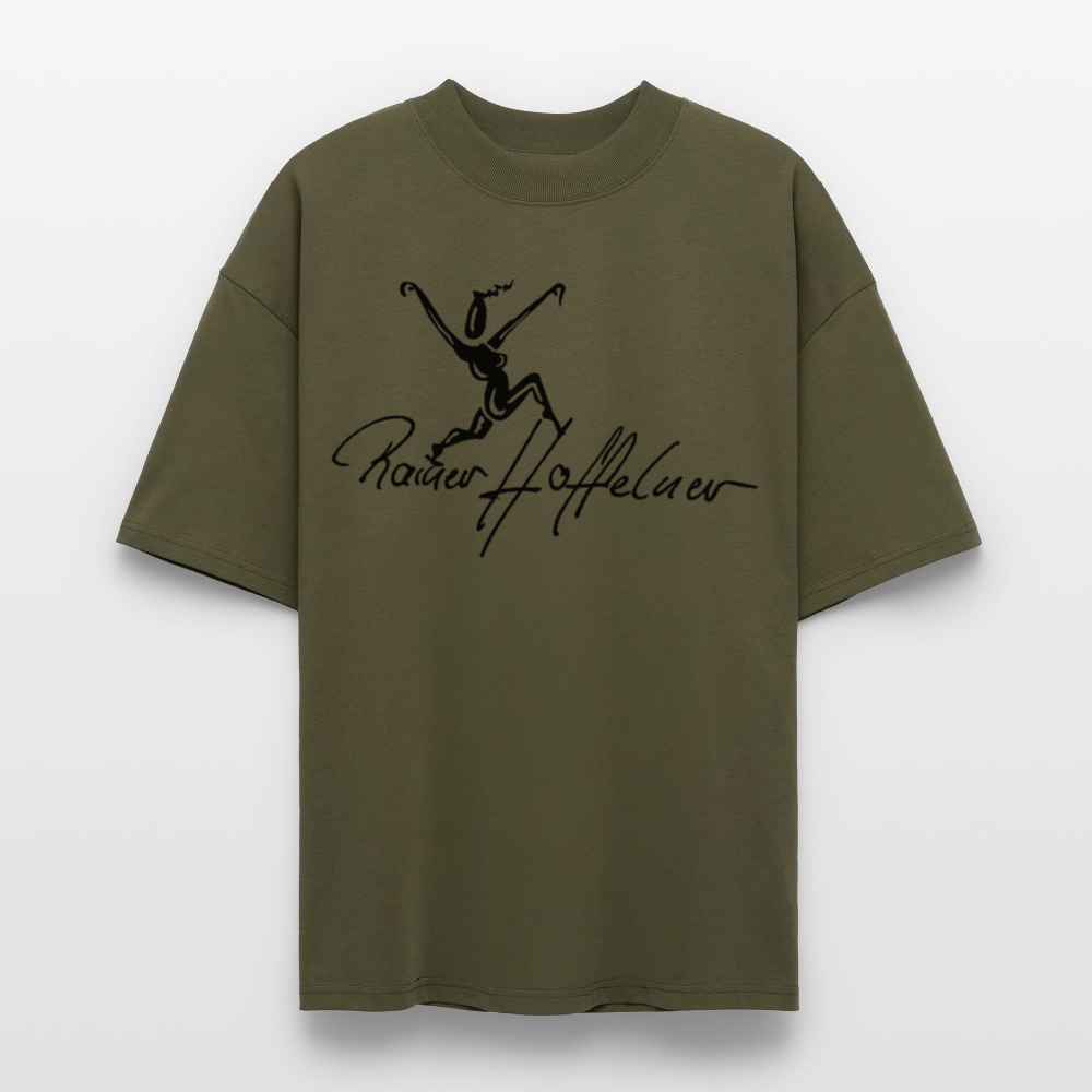 Oversized Unisex T-Shirt mit TUSCHEWEIBCHEN PRINT - Khaki