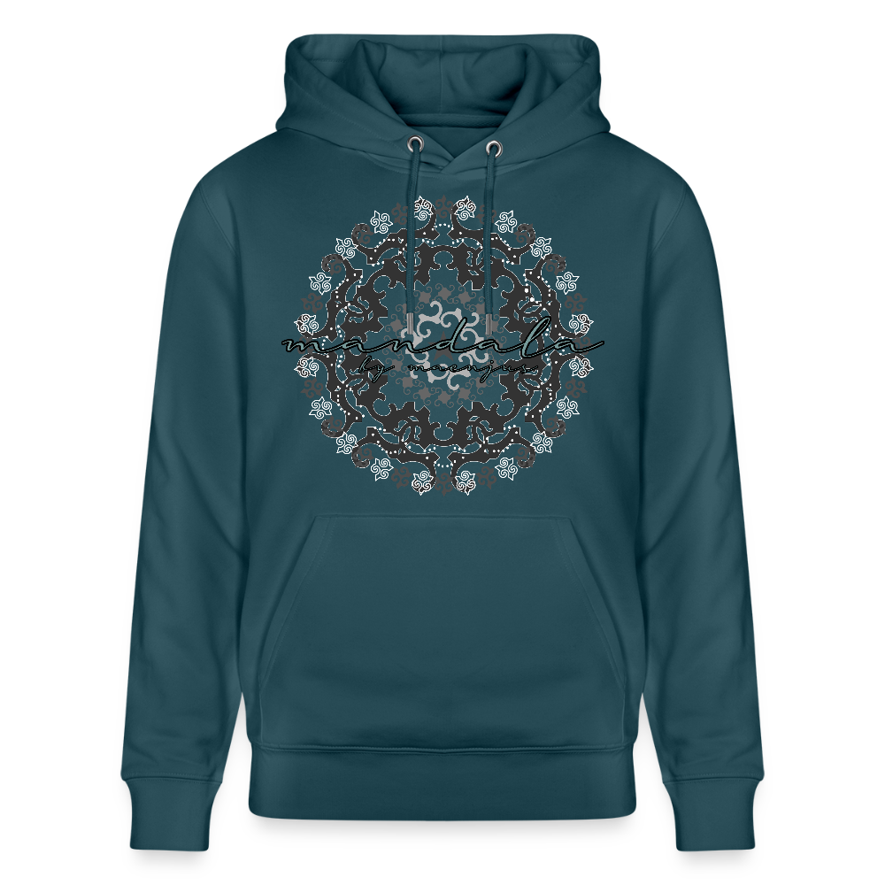 Unisex Bio-Hoodie mit BLACK MANDALA PRINT - Dunkles Petrol
