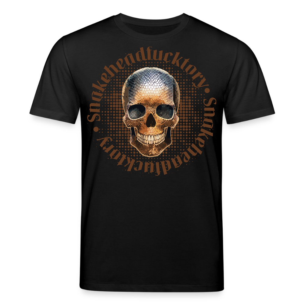 Unisex Bio-T-Shirt mit SNAKEHEAD SKULL PRINT Vorderseite - Schwarz