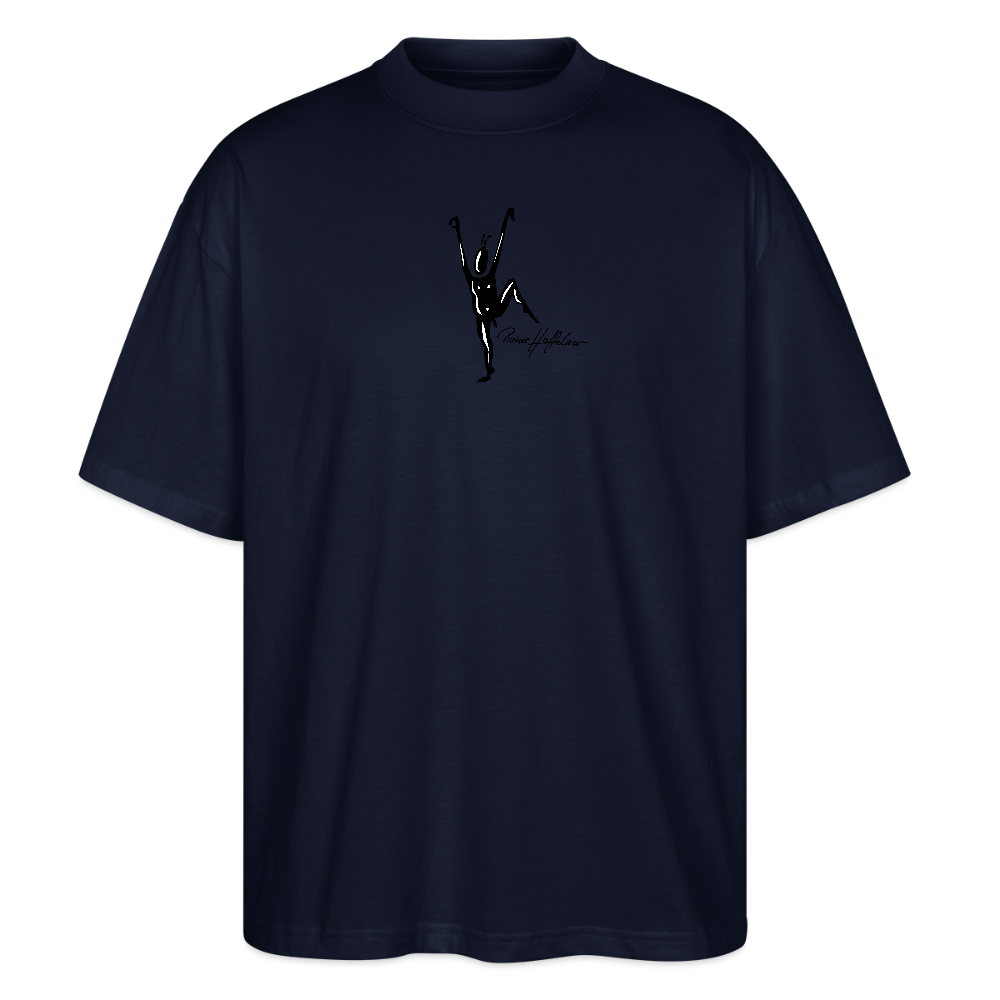 Oversized Unisex Bio T-Shirt mit TUSCHEMÄNNCHEN PRINT - Navy