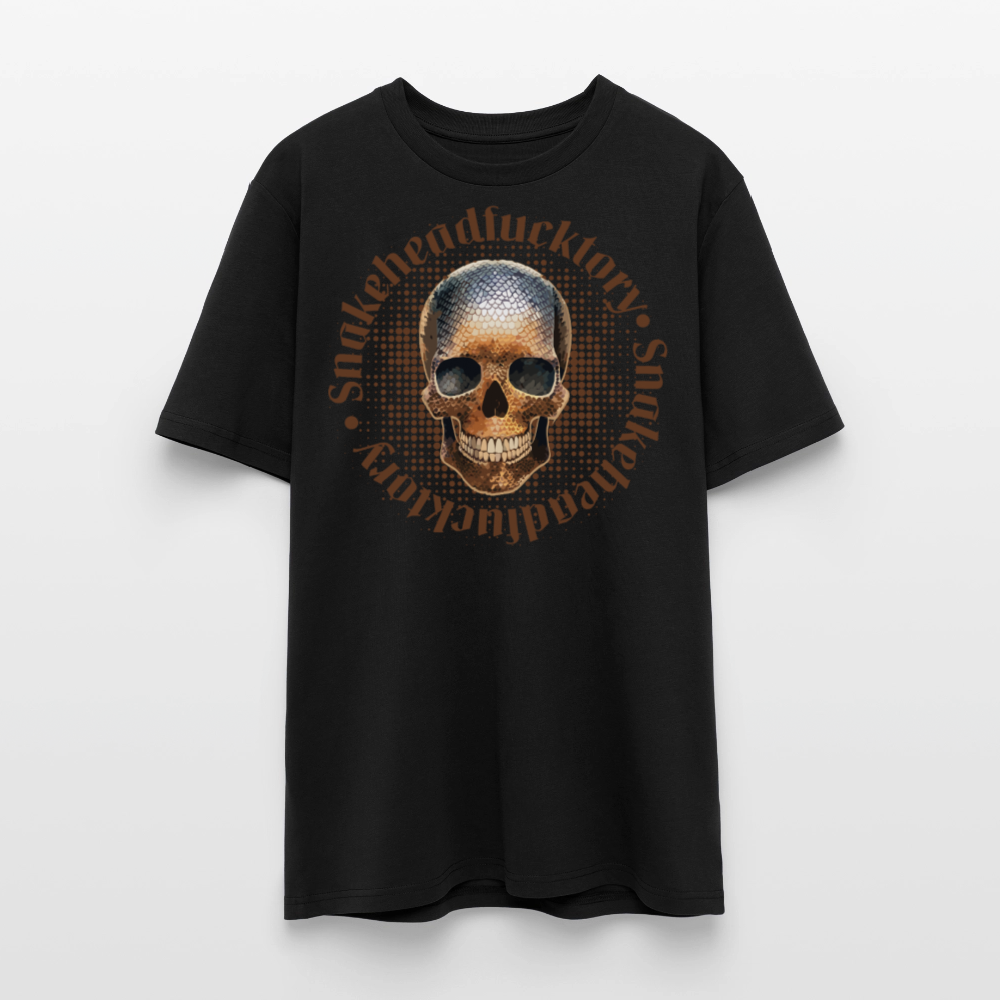 Unisex Bio-T-Shirt mit SNAKEHEAD SKULL PRINT Vorderseite - Schwarz