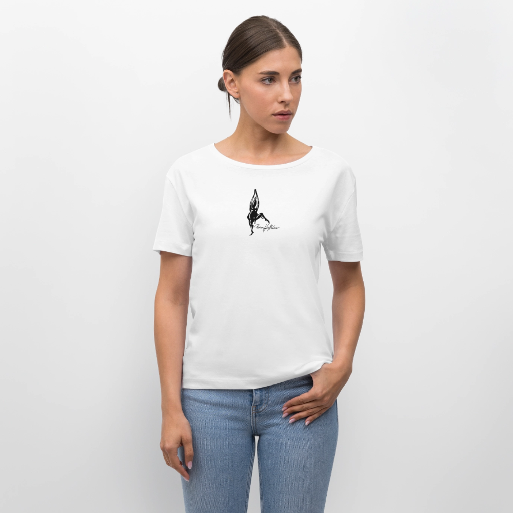 Relaxed Rundhals Frauen Bio-T-Shirt mit TUSCHEMÄNNCHEN PRINT - Weiß