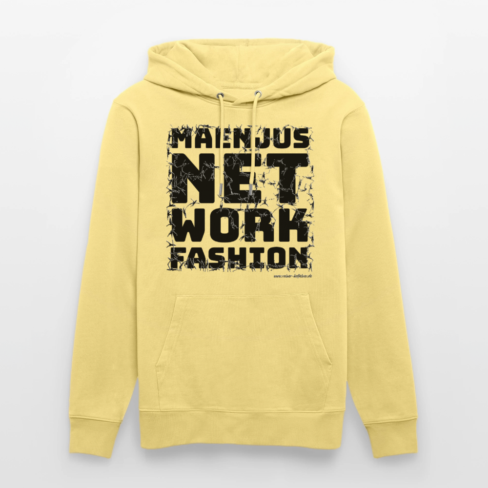 Unisex Bio-Hoodie mit MAENJUS NETWORK FASHION PRINT - Gelb Viva