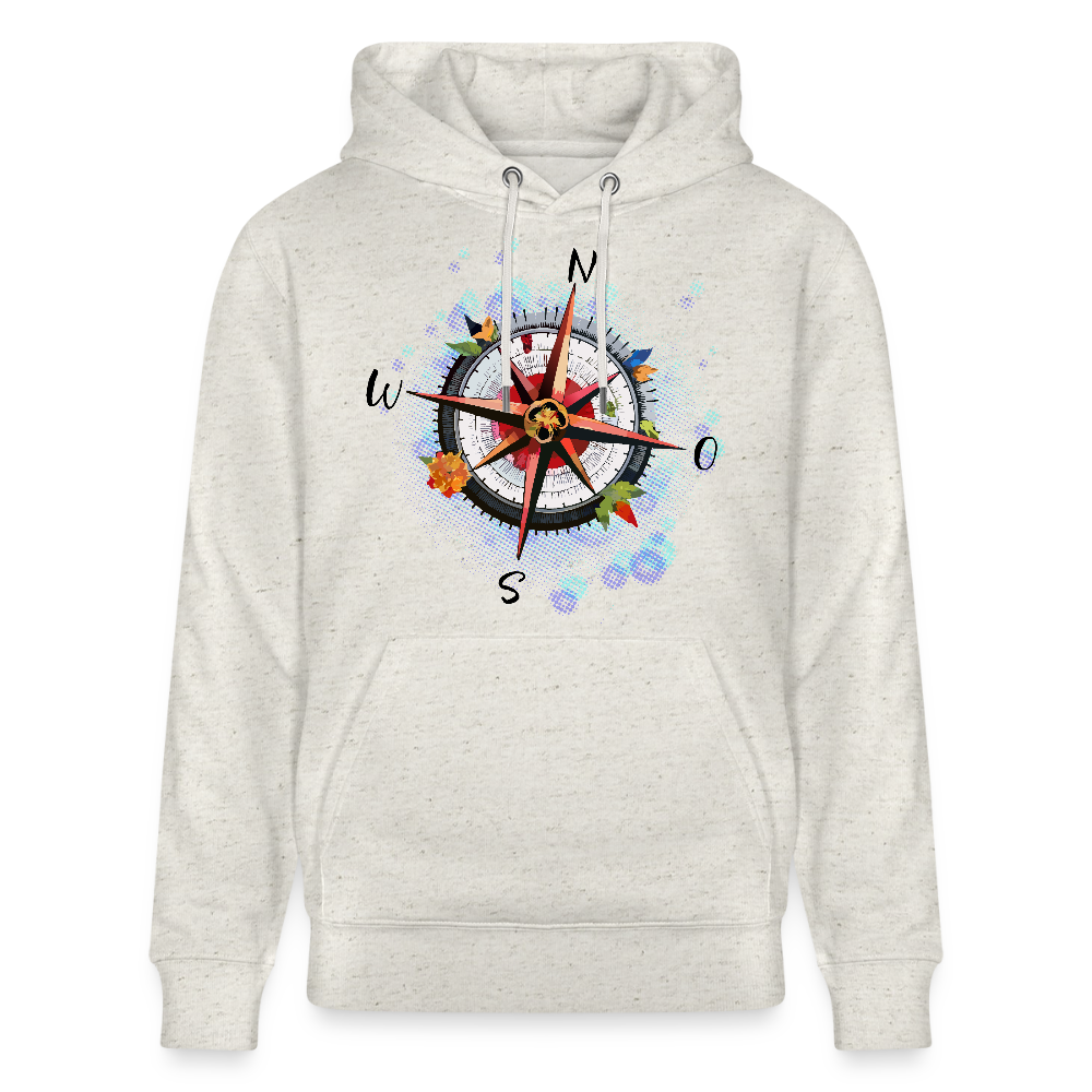 Unisex Hoodie mit WINDROSE PRINT - Beige meliert