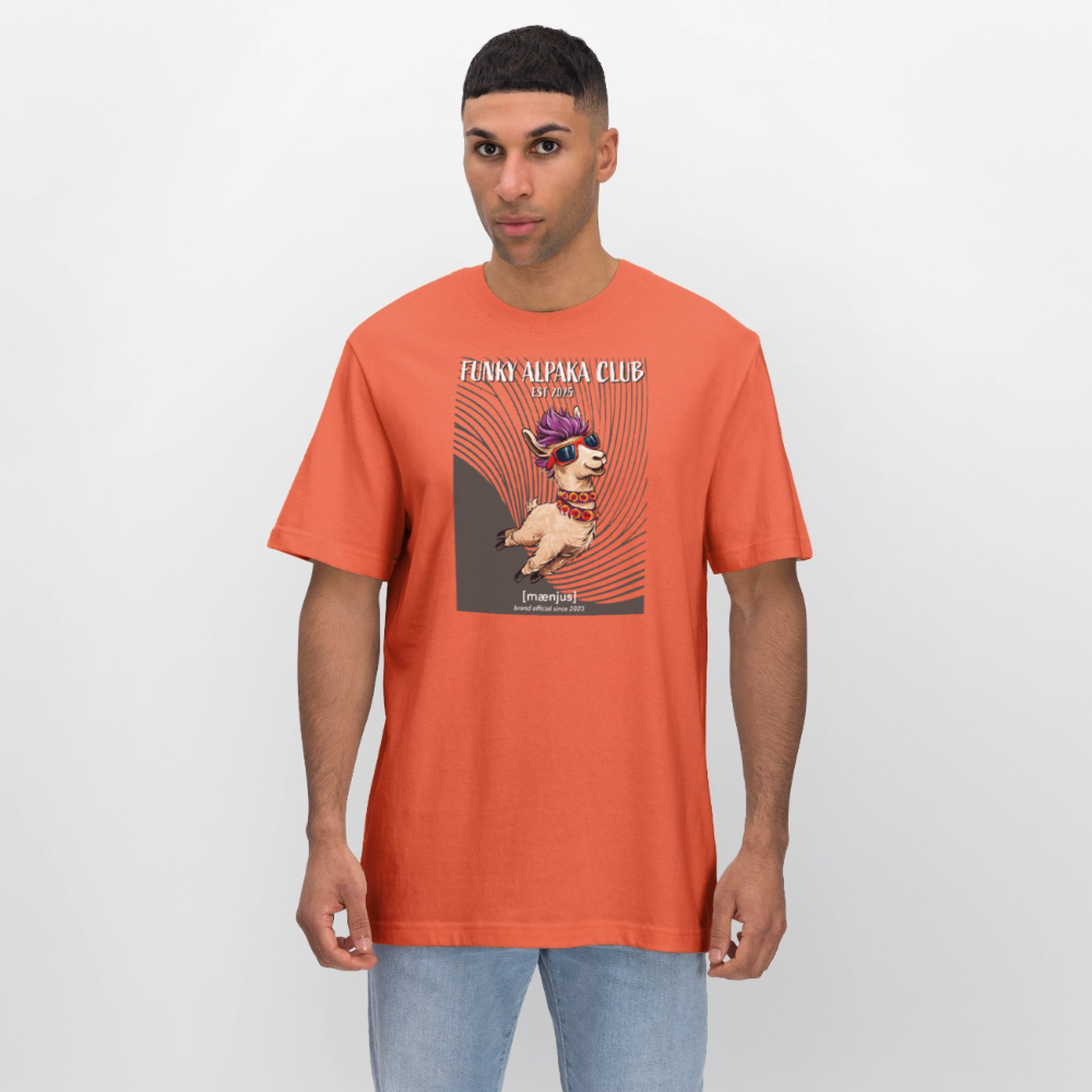 Unisex Bio-T-Shirt mit FUNKY ALPAKA CLUB PRINT Vorderseite - Hellrot